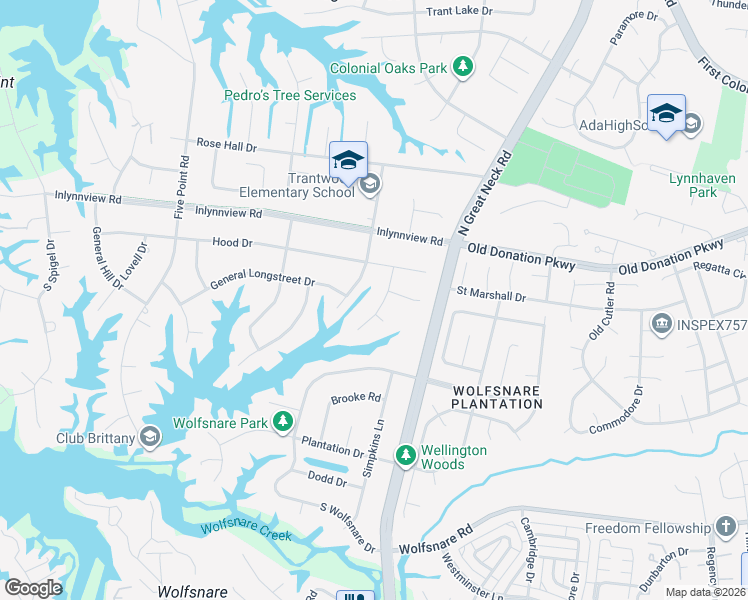 map of restaurants, bars, coffee shops, grocery stores, and more near 925 General Lee Drive in Virginia Beach