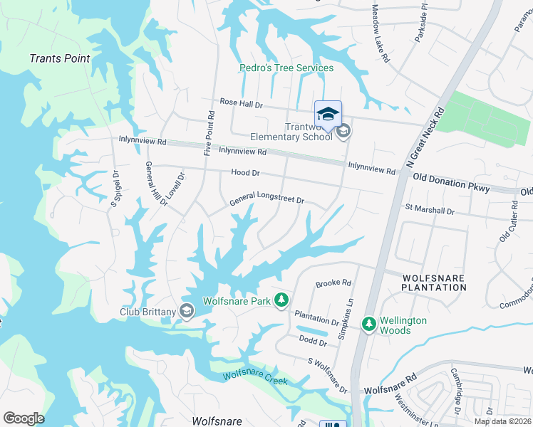 map of restaurants, bars, coffee shops, grocery stores, and more near 2413 General Longstreet Drive in Virginia Beach