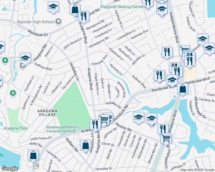 map of restaurants, bars, coffee shops, grocery stores, and more near 784 Meade Lane in Virginia Beach