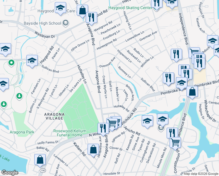 map of restaurants, bars, coffee shops, grocery stores, and more near 792 Crepe Myrtle Lane in Virginia Beach