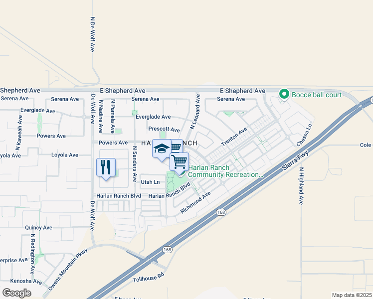 map of restaurants, bars, coffee shops, grocery stores, and more near 1780 North Dutch Avenue in Clovis