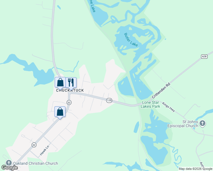 map of restaurants, bars, coffee shops, grocery stores, and more near 208 Mulberry Lane in Suffolk