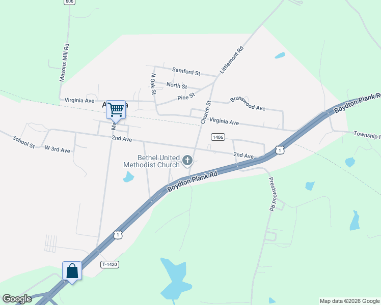 map of restaurants, bars, coffee shops, grocery stores, and more near 119 Church Street in Alberta