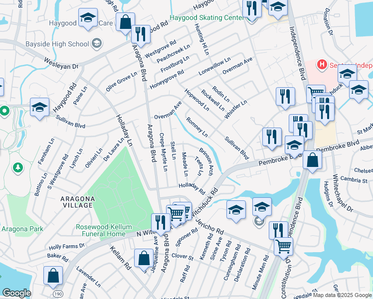 map of restaurants, bars, coffee shops, grocery stores, and more near 784 Meade Lane in Virginia Beach