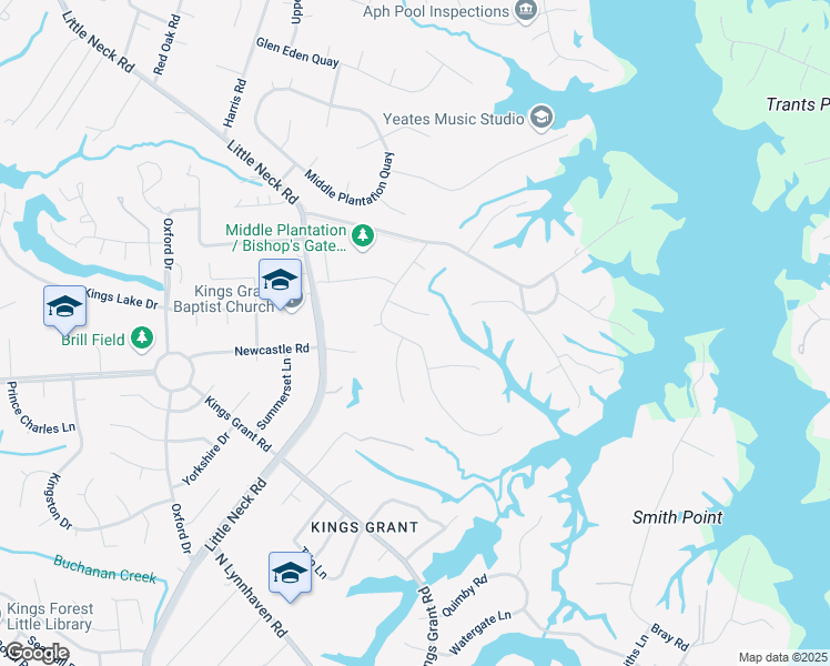 map of restaurants, bars, coffee shops, grocery stores, and more near 840 Bishopsgate Lane in Virginia Beach