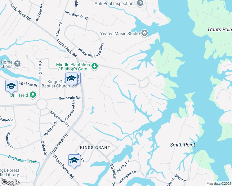 map of restaurants, bars, coffee shops, grocery stores, and more near 840 Bishopsgate Lane in Virginia Beach