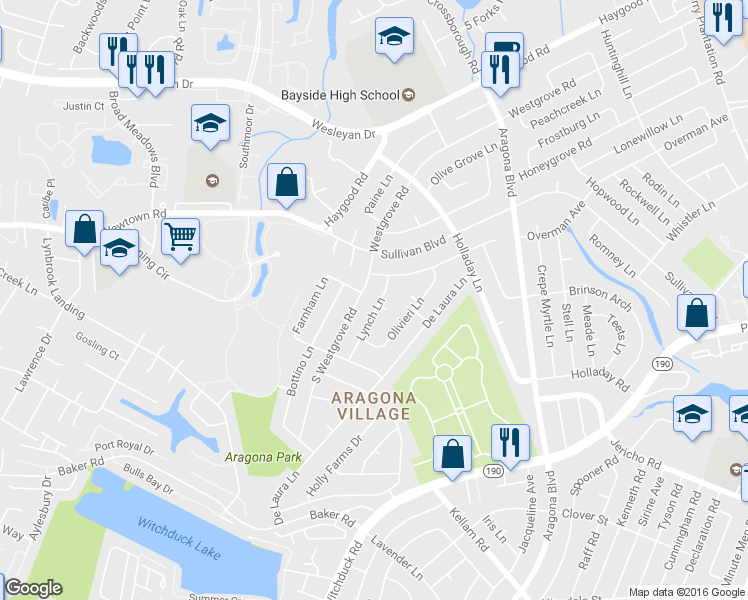 map of restaurants, bars, coffee shops, grocery stores, and more near 741 Lynch Lane in Virginia Beach