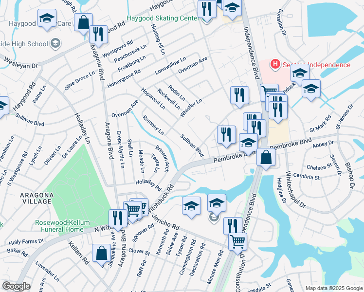 map of restaurants, bars, coffee shops, grocery stores, and more near 808 Romney Lane in Virginia Beach