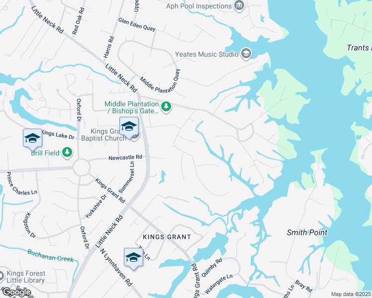 map of restaurants, bars, coffee shops, grocery stores, and more near 844 Bishopsgate Lane in Virginia Beach