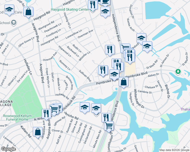 map of restaurants, bars, coffee shops, grocery stores, and more near 817 Archway Court in Virginia Beach
