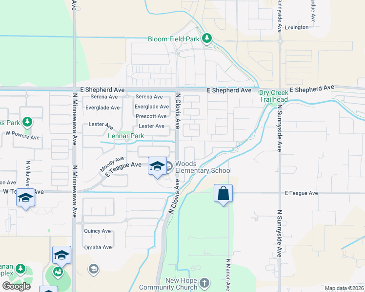map of restaurants, bars, coffee shops, grocery stores, and more near 807 Loyola Avenue in Clovis
