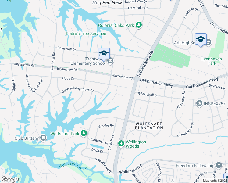 map of restaurants, bars, coffee shops, grocery stores, and more near 925 General Lee Drive in Virginia Beach