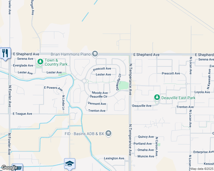 map of restaurants, bars, coffee shops, grocery stores, and more near 1770 North McKelvy Avenue in Clovis