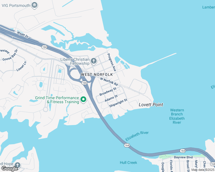 map of restaurants, bars, coffee shops, grocery stores, and more near 3416 Mariner Avenue in Portsmouth