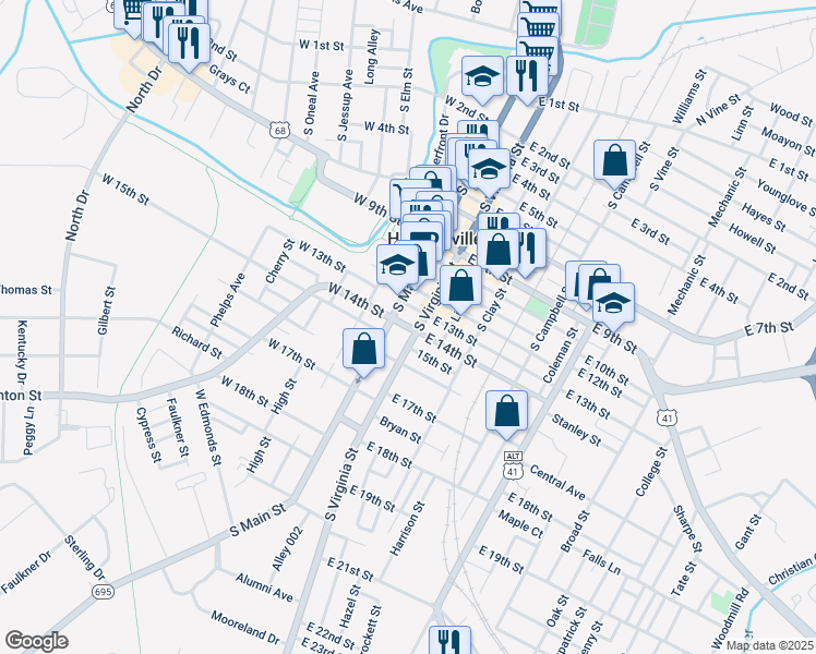 map of restaurants, bars, coffee shops, grocery stores, and more near 164 Highway 272 in Hopkinsville