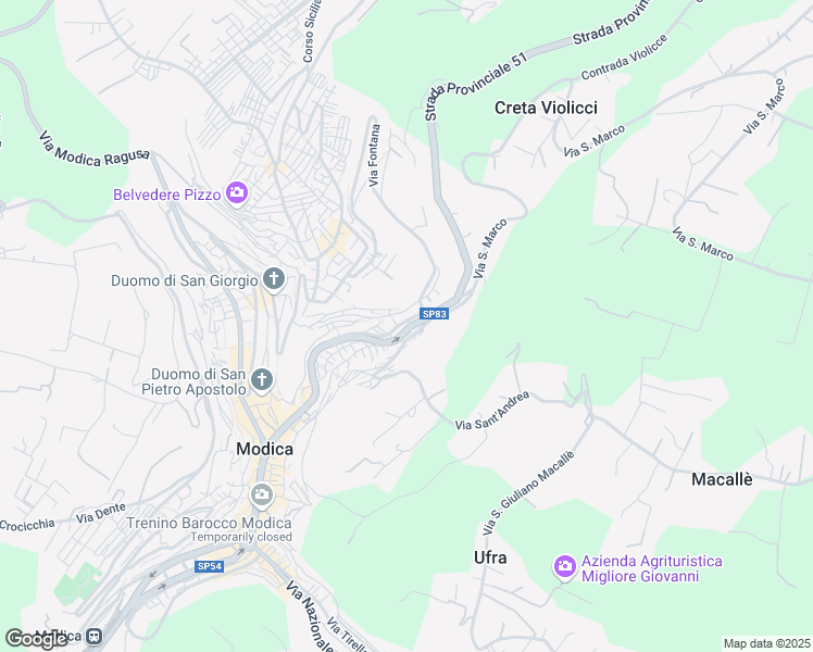 map of restaurants, bars, coffee shops, grocery stores, and more near 28 Strada Giarratana in Modica