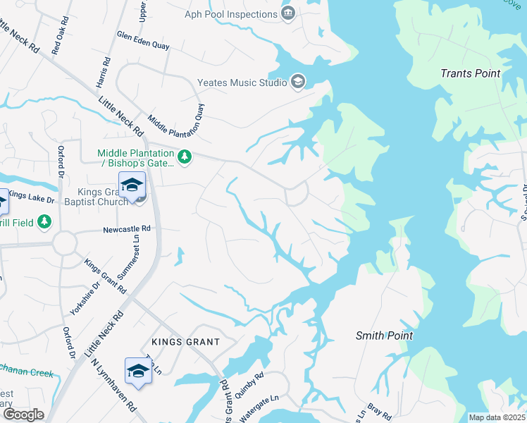 map of restaurants, bars, coffee shops, grocery stores, and more near 3105 Blair Circle in Virginia Beach