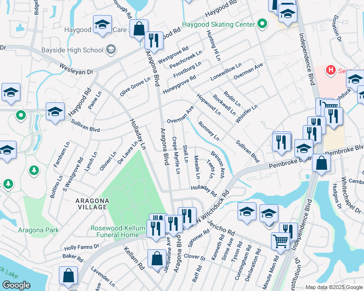map of restaurants, bars, coffee shops, grocery stores, and more near 801 Stell Lane in Virginia Beach