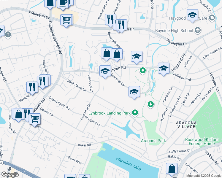 map of restaurants, bars, coffee shops, grocery stores, and more near 892 Newtown Road in Virginia Beach