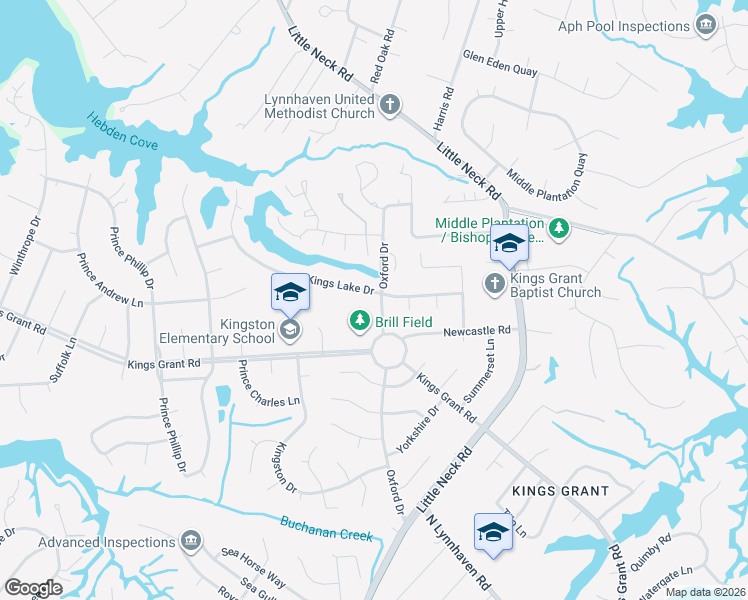 map of restaurants, bars, coffee shops, grocery stores, and more near 3501 Kings Lake Drive in Virginia Beach