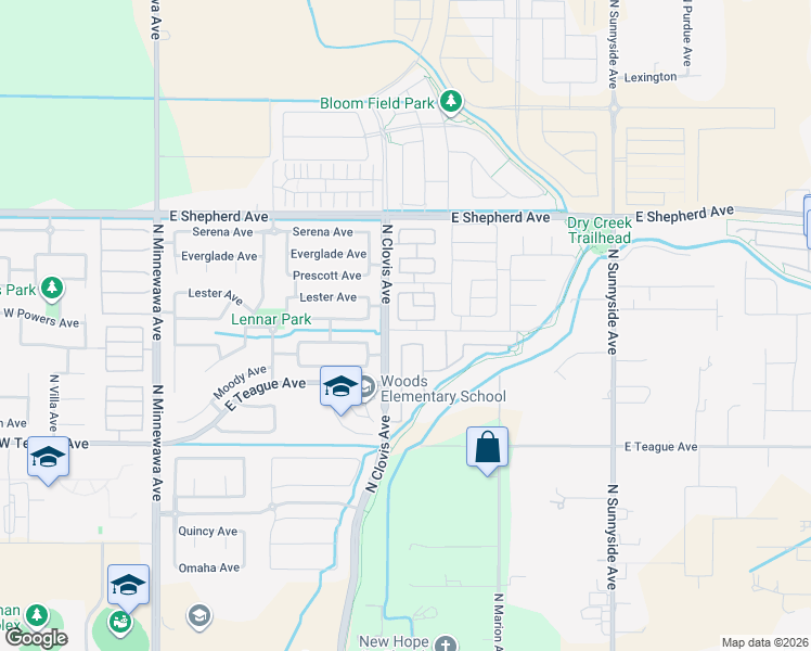 map of restaurants, bars, coffee shops, grocery stores, and more near 807 Loyola Avenue in Clovis