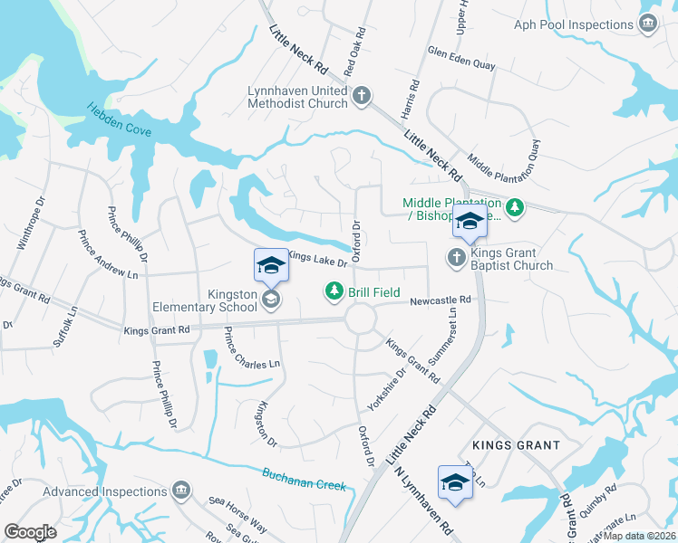 map of restaurants, bars, coffee shops, grocery stores, and more near 3501 Kings Lake Drive in Virginia Beach