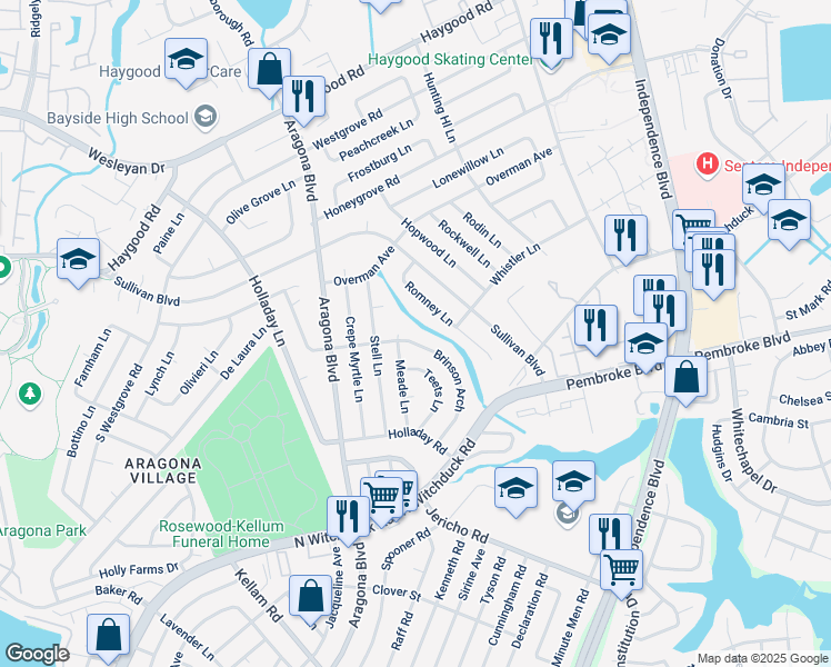 map of restaurants, bars, coffee shops, grocery stores, and more near 784 Meade Lane in Virginia Beach