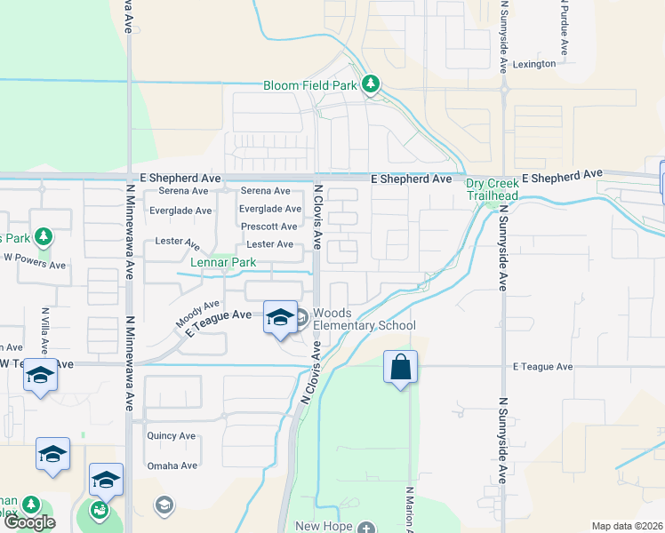 map of restaurants, bars, coffee shops, grocery stores, and more near 807 Loyola Avenue in Clovis