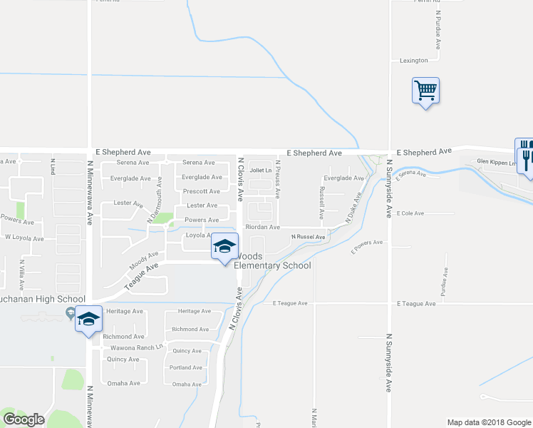 map of restaurants, bars, coffee shops, grocery stores, and more near 864 Old Prieur Lane in Clovis