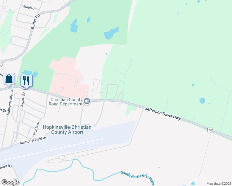map of restaurants, bars, coffee shops, grocery stores, and more near East Otis Circle in Hopkinsville