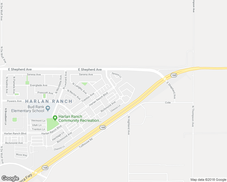map of restaurants, bars, coffee shops, grocery stores, and more near 4179 Harlan Ranch Boulevard in Clovis