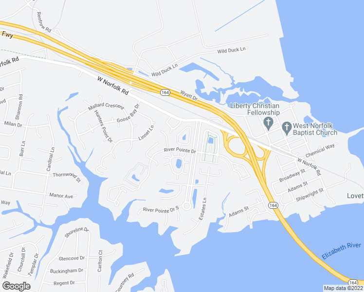 map of restaurants, bars, coffee shops, grocery stores, and more near 1 Centre Port Circle in Portsmouth