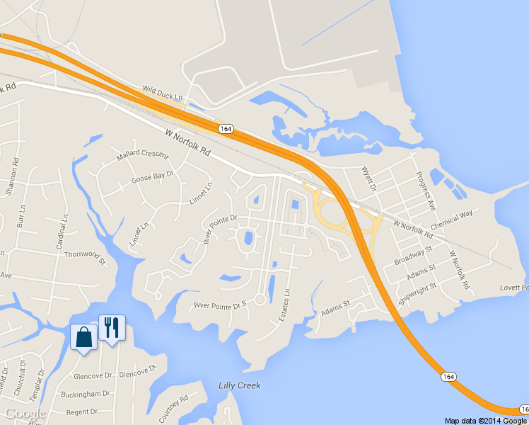 map of restaurants, bars, coffee shops, grocery stores, and more near 9 Centre Port Circle in Portsmouth