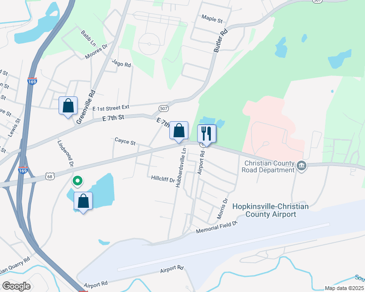 map of restaurants, bars, coffee shops, grocery stores, and more near 571 McLean Avenue in Hopkinsville