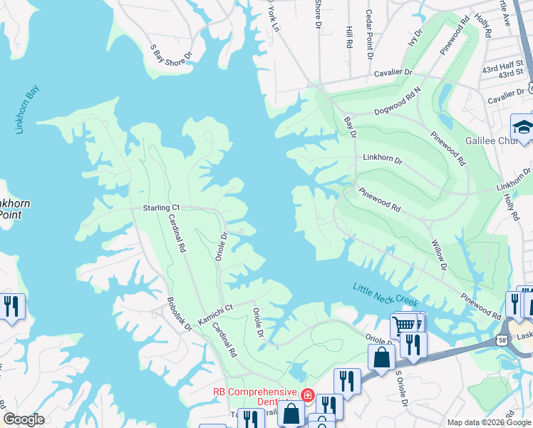 map of restaurants, bars, coffee shops, grocery stores, and more near in Virginia Beach