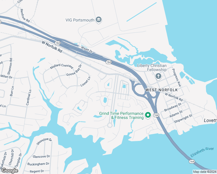 map of restaurants, bars, coffee shops, grocery stores, and more near 4 Centre Port Circle in Portsmouth