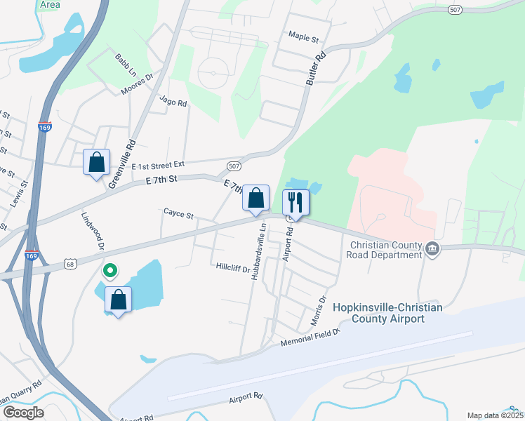map of restaurants, bars, coffee shops, grocery stores, and more near 571-581 McLean Avenue in Hopkinsville