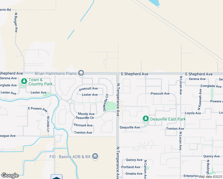 map of restaurants, bars, coffee shops, grocery stores, and more near 1858 North Carolina Avenue in Clovis