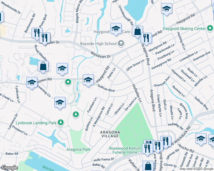 map of restaurants, bars, coffee shops, grocery stores, and more near 704 Sullivan Circle in Virginia Beach