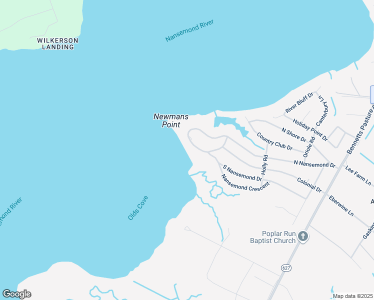 map of restaurants, bars, coffee shops, grocery stores, and more near 2613 South Nansemond Drive in Suffolk
