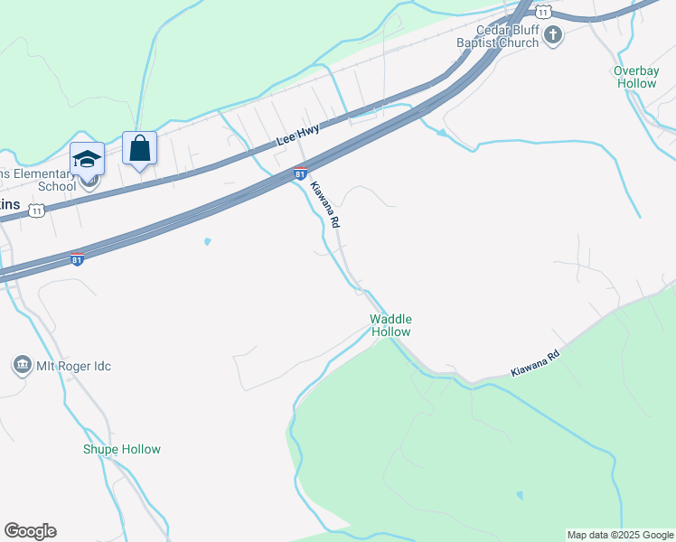 map of restaurants, bars, coffee shops, grocery stores, and more near 262 Kiawana Road in Atkins