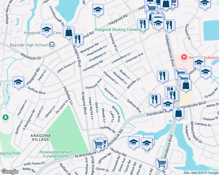 map of restaurants, bars, coffee shops, grocery stores, and more near 4769 Sullivan Boulevard in Virginia Beach