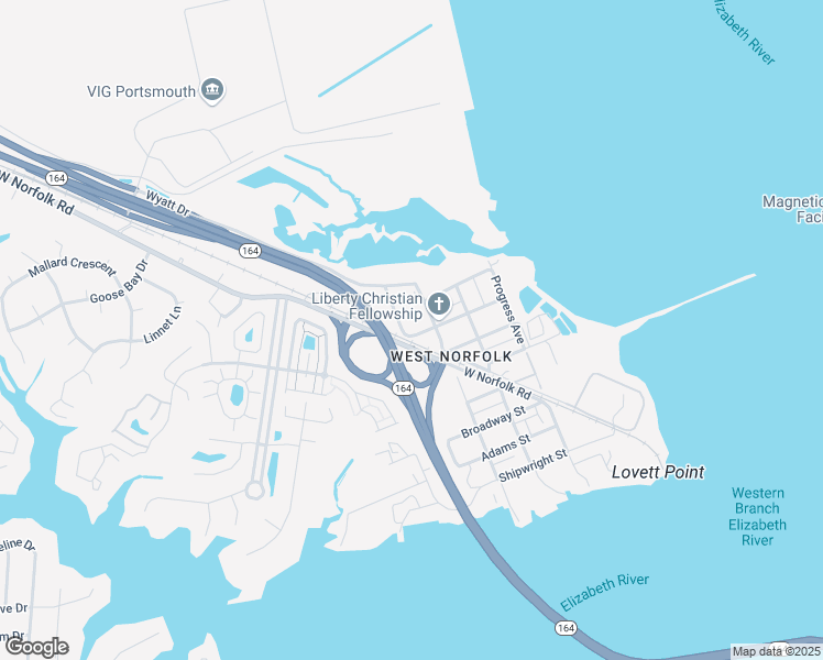 map of restaurants, bars, coffee shops, grocery stores, and more near 3801 Sunnyside Avenue in Portsmouth