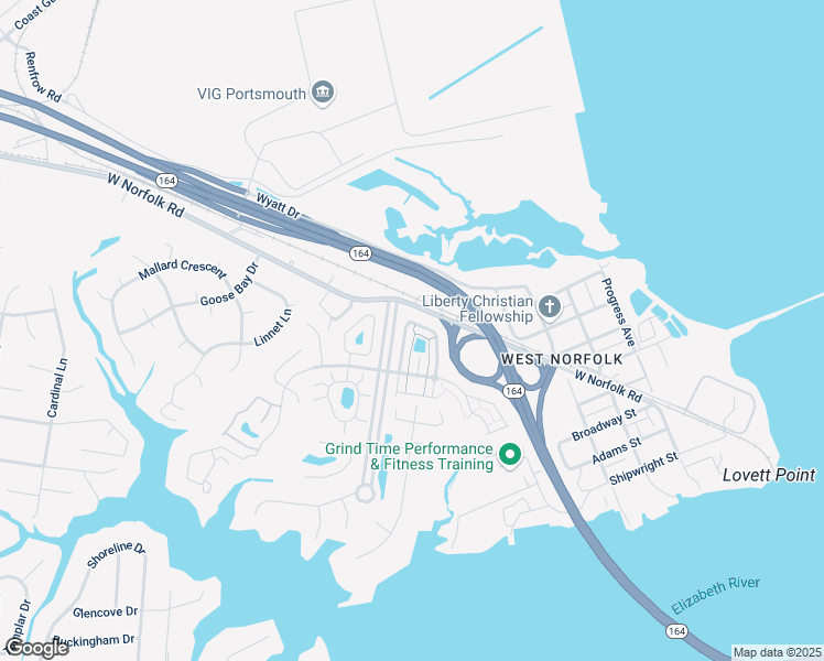 map of restaurants, bars, coffee shops, grocery stores, and more near 136 Nautico Way in Portsmouth