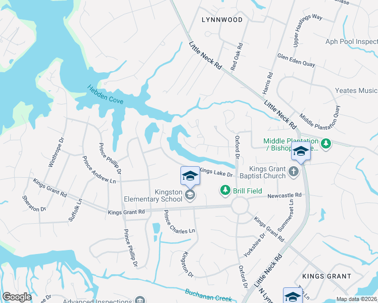 map of restaurants, bars, coffee shops, grocery stores, and more near 3540 Sir Wilfred Place in Virginia Beach