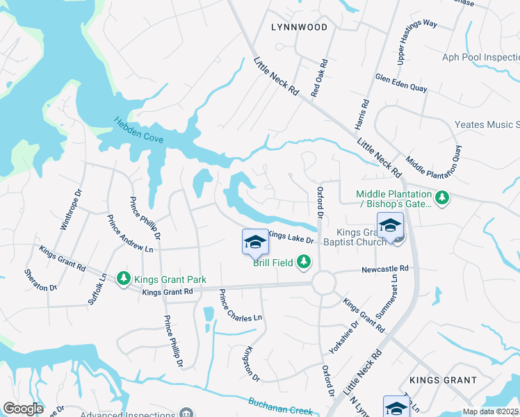 map of restaurants, bars, coffee shops, grocery stores, and more near 3540 Sir Wilfred Place in Virginia Beach