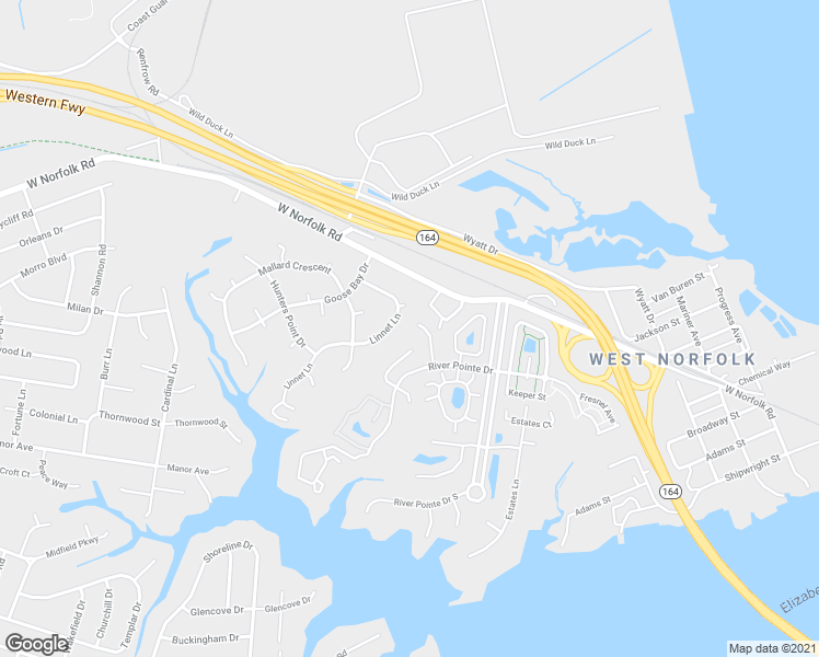 map of restaurants, bars, coffee shops, grocery stores, and more near 36 Lantern Way in Portsmouth