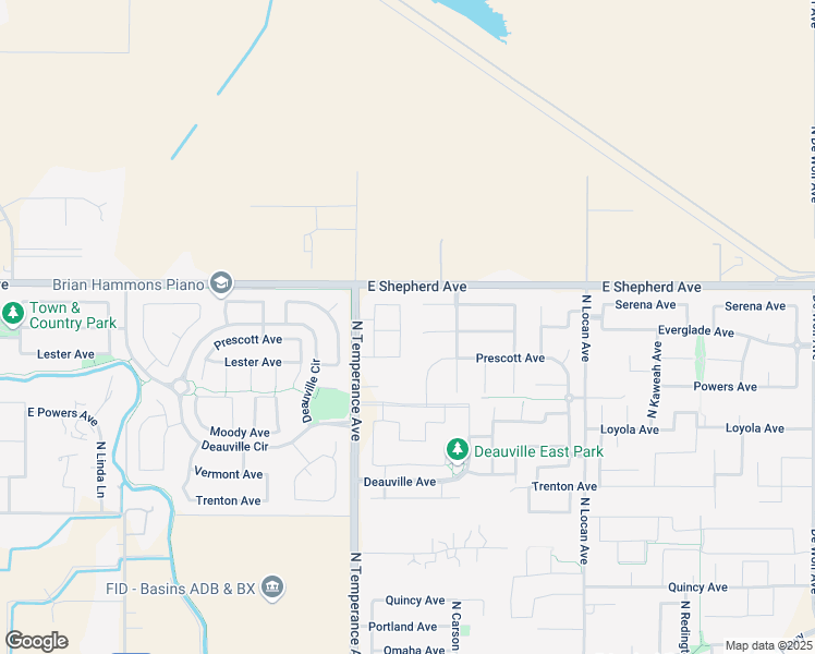 map of restaurants, bars, coffee shops, grocery stores, and more near 1943 North Applegate Avenue in Clovis