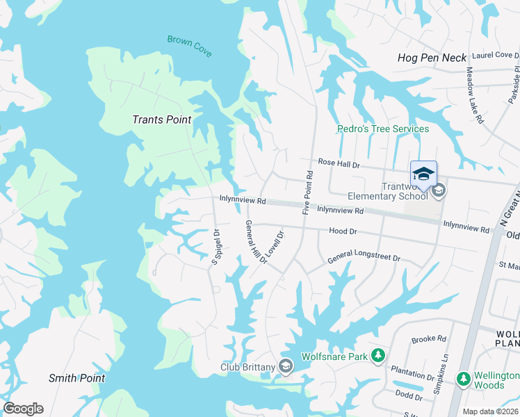 map of restaurants, bars, coffee shops, grocery stores, and more near 2525 Inlynnview Road in Virginia Beach