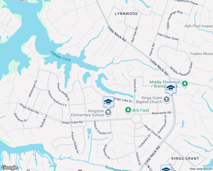 map of restaurants, bars, coffee shops, grocery stores, and more near 3540 Sir Wilfred Place in Virginia Beach